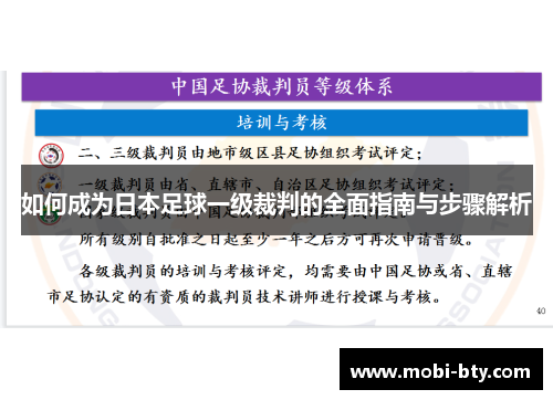 如何成为日本足球一级裁判的全面指南与步骤解析