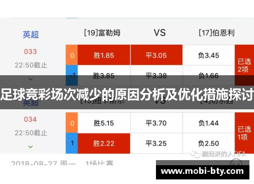 足球竞彩场次减少的原因分析及优化措施探讨 足球竞彩场次减少的原因分析及优化措施探讨